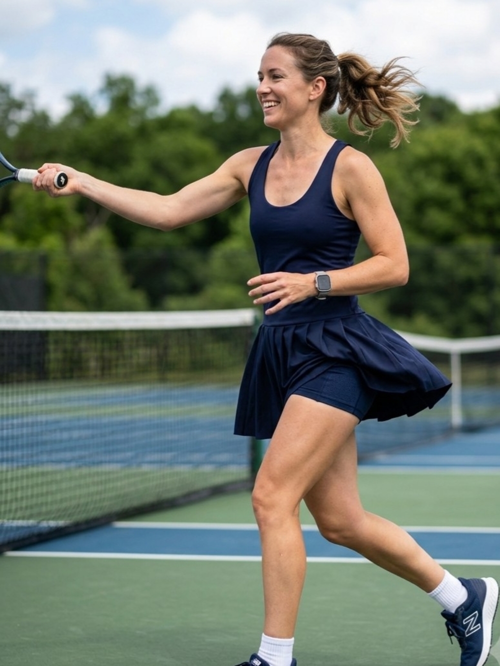 Justify Women’s Blue Tennis Dress Pleated Skort w/ Built-In Shorts Size M